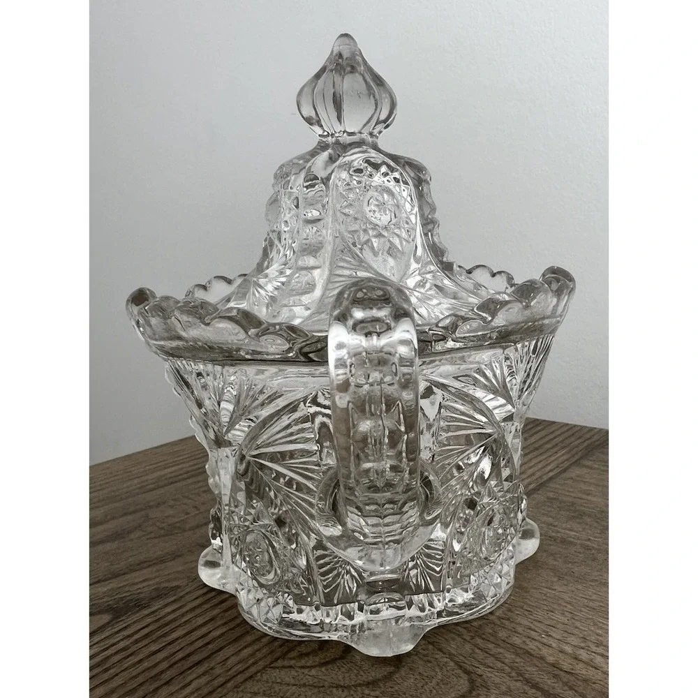 VINTAGE EAPG Biscuit, Cracker Jar Antique Early American Pattern Glass Pressed 2